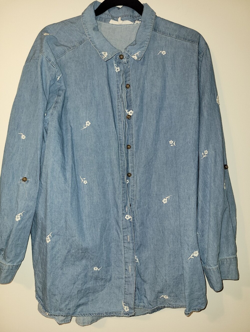 Jane + Delancey Light Blue Embroidered Denim Shirt